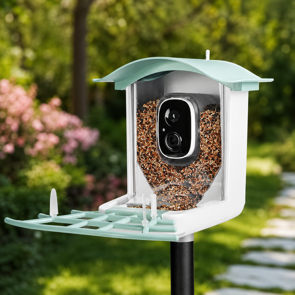Solar camera bird feeder garden hero