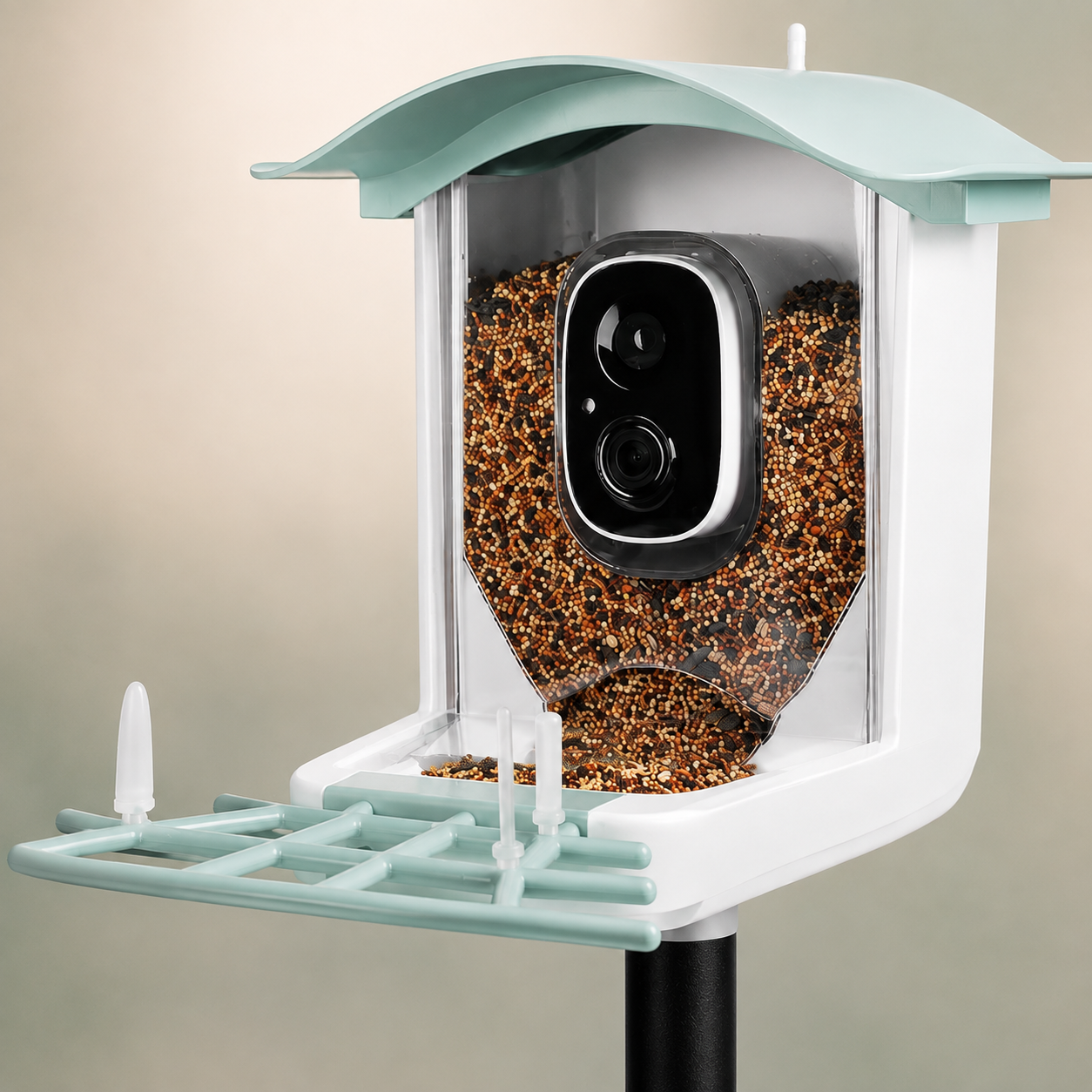 Solar camera bird feeder camera detail