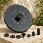 Solar fountain disc and four nozzle options, approximately 16.5 cm diameter