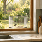 Indoor window bird feeder in a kitchen window