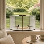 Indoor window bird feeder in a breakfast nook